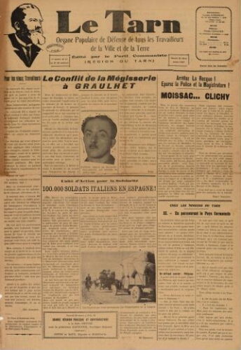 Tarn : Organe populaire de défense des ouvriers, paysans, artisans et petits commerçants (Le), n°11, 20 mars 1937
