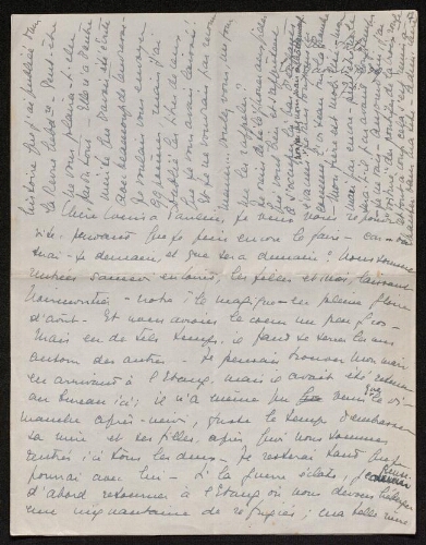 Lettre de Pascale Olivier à Louisa Paulin, le 29 août 1939