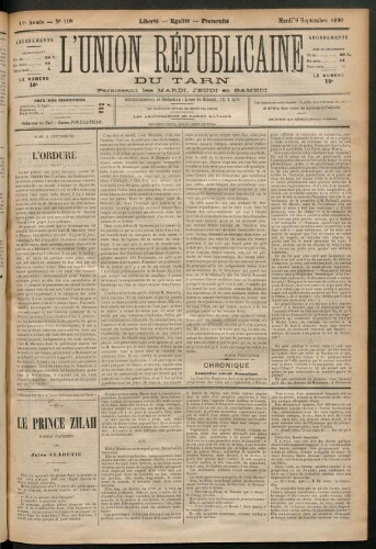 Union républicaine du Tarn (L’), 9 septembre 1890