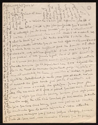 Lettre de Louisa Paulin à Charles Bellet, le 16 juin 1941