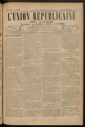 Union républicaine du Tarn (L’), 9 septembre 1902