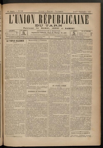 Union républicaine du Tarn (L’), 9 septembre 1897