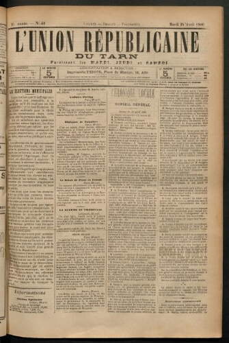 Union républicaine du Tarn (L’), 24 avril 1900