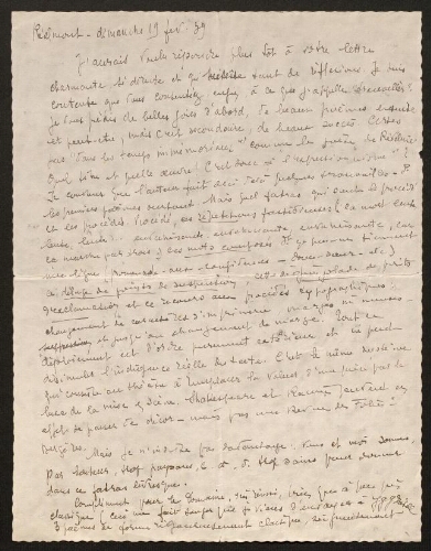 Lettre de Louisa Paulin à René Rouquier, le  19 février 1939