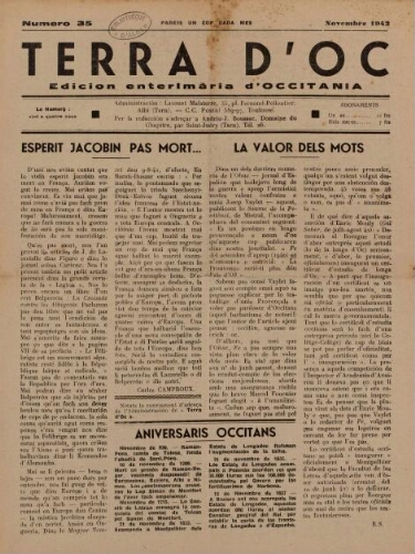 Terra d'Oc, n°35, novembre 1942