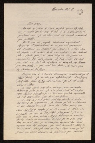 Lettre d'Antonin Perbosc à Louisa Paulin, le 18 juillet 1937