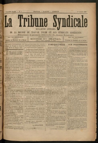 Tribune syndicale (La), 1 avril 1900