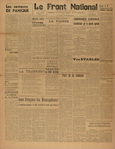 F.N. : hebdomadaire du Front national du Tarn, n°85, 13 avril 1946