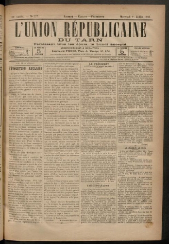 Union républicaine du Tarn (L’), 31 juillet 1895
