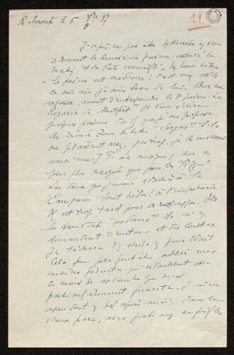Lettre de Louisa Paulin à Antonin Perbosc, le 6 octobre 1937