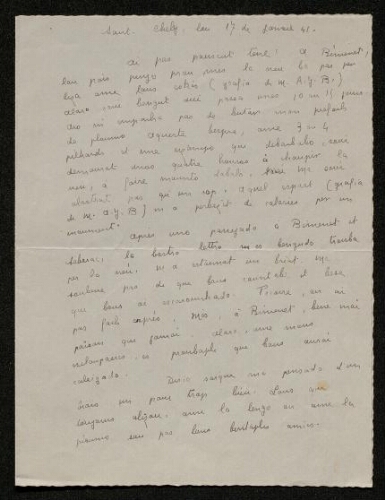 Lettre de Paul Gayraud à Louisa Paulin, le 17 janvier 1941