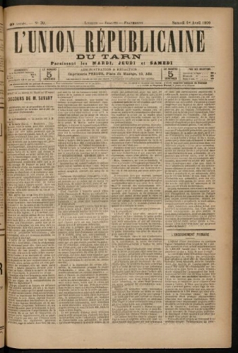 Union républicaine du Tarn (L’), 1 avril 1899