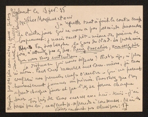 Lettre de Louisa Paulin à René Rouquier, le 13 septembre 1938