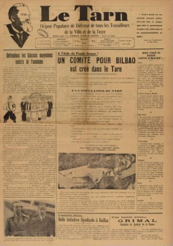 Tarn : Organe populaire de défense des ouvriers, paysans, artisans et petits commerçants (Le), n°19, 15 mai 1937