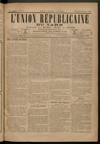 Union républicaine du Tarn (L’), 3 février 1900