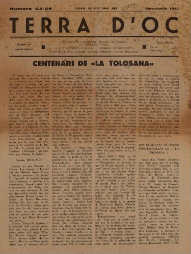 Terra d'Oc, n°63-64, mars-avril 1945