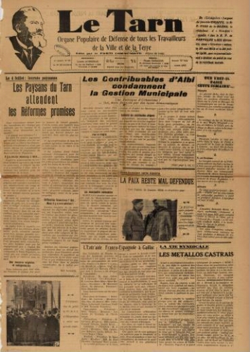 Tarn : Organe populaire de défense des ouvriers, paysans, artisans et petits commerçants (Le), n°23, 12 juin 1937