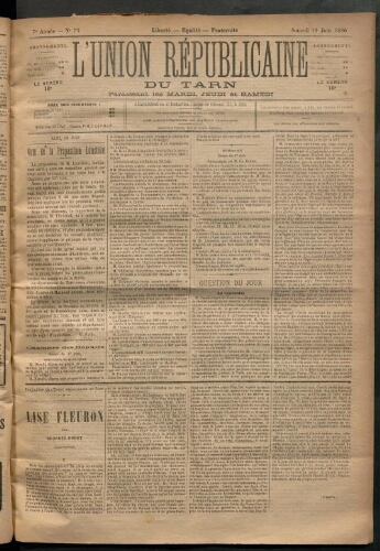 Union républicaine du Tarn (L’), 19 juin 1886