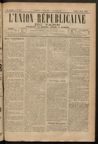 Union républicaine du Tarn (L’), 9 juin 1904