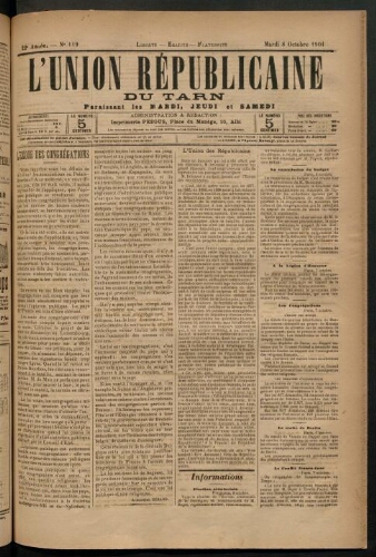 Union républicaine du Tarn (L’), 8 octobre 1901