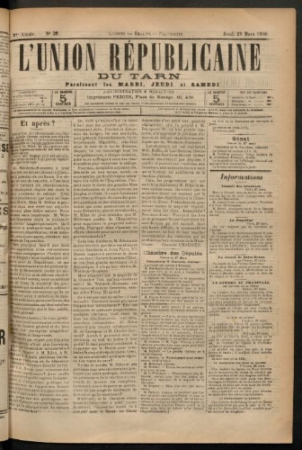 Union républicaine du Tarn (L’), 29 mars 1900