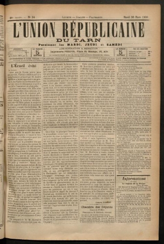 Union républicaine du Tarn (L’), 20 mars 1900