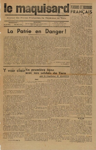 Maquisard : journal des Forces françaises de l'intérieur du Tarn (Le), n°11, 30 décembre 1944