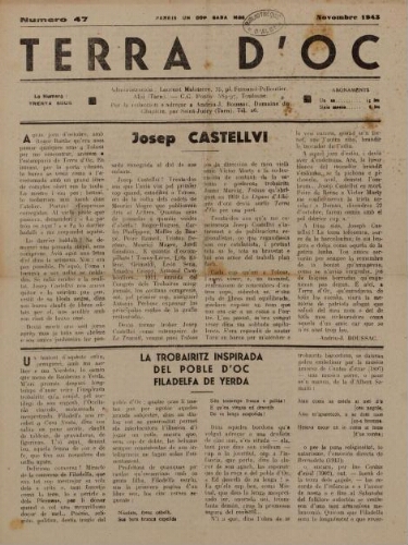 Terra d'Oc, n°47, novembre 1943