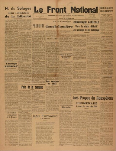 F.N. : hebdomadaire du Front national du Tarn, n°82, 23 mars 1946