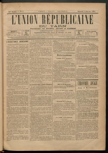 Union républicaine du Tarn (L’), 9 janvier 1904