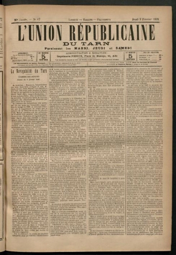 Union républicaine du Tarn (L’), 9 février 1899