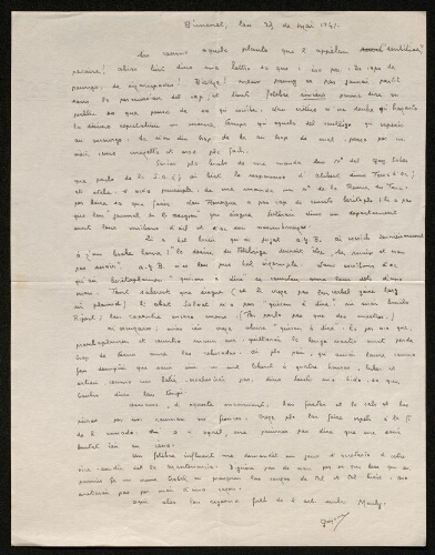 Lettre de Paul Gayraud à Louisa Paulin, le 23 mai 1941