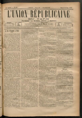 Union républicaine du Tarn (L’), 30 mai 1905