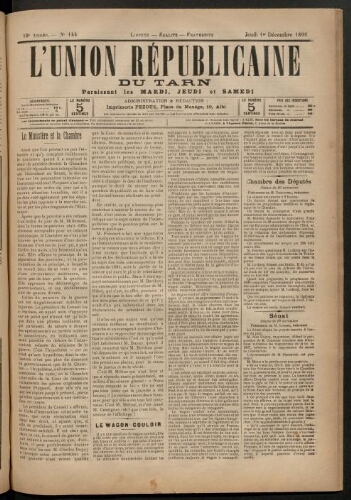 Union républicaine du Tarn (L’), 1 décembre 1898