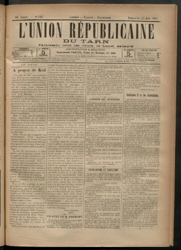 Union républicaine du Tarn (L’), 23 juin 1895
