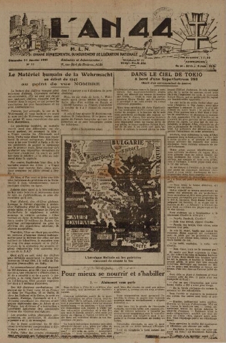 An 44 : organe départemental du mouvement de libération nationale (L'), n°11, 21 janvier 1945