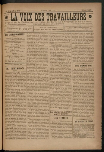 Voix des travailleurs (La), 13 juin 1897