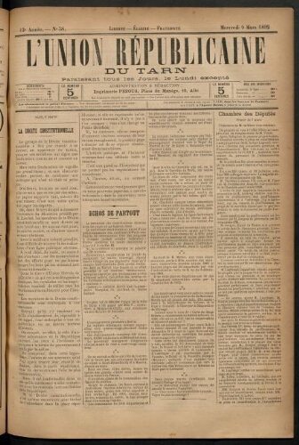 Union républicaine du Tarn (L’), 9 mars 1892