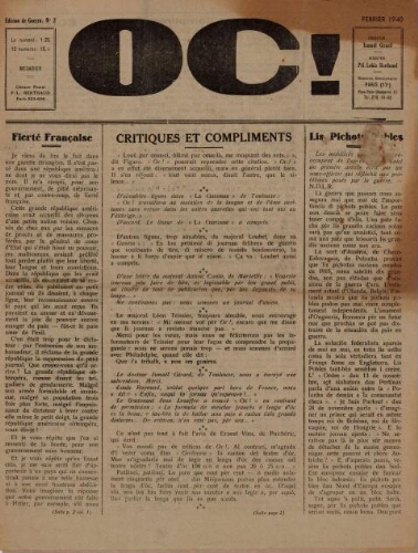 Oc ! : edicion de guerra, n°2, février 1940