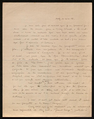 Lettre de Mio van Looberghe à Louisa Paulin, le 20 mars 1938
