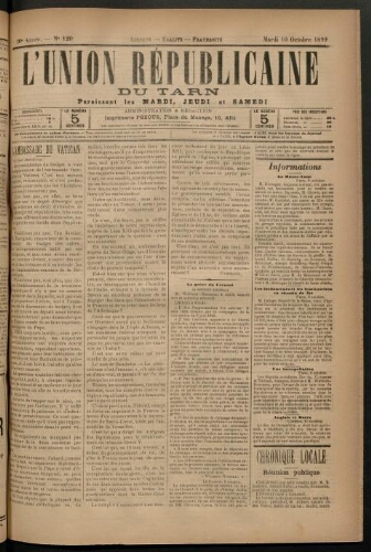 Union républicaine du Tarn (L’), 10 octobre 1899