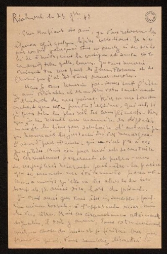 Lettre de Louisa Paulin à Charles Bellet, le 23 novembre 1942