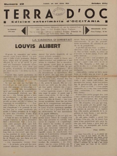 Terra d'Oc, n°22, octobre 1941