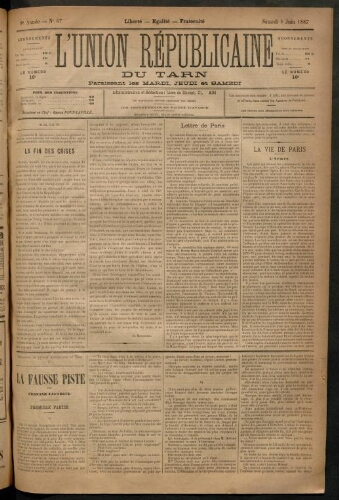 Union républicaine du Tarn (L’), 4 juin 1887