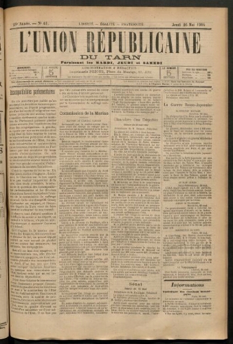 Union républicaine du Tarn (L’), 26 mai 1904