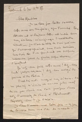 Lettre de Louisa Paulin à René Rouquier, le 30 décembre 1937
