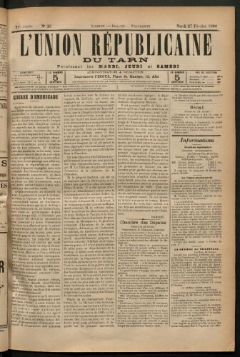 Union républicaine du Tarn (L’), 27 février 1900