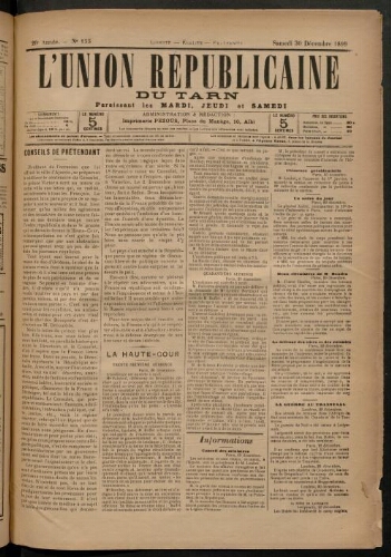 Union républicaine du Tarn (L’), 30 décembre 1899