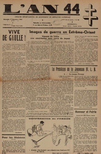 An 44 : organe départemental du mouvement de libération nationale (L'), n°7, 17 décembre 1944