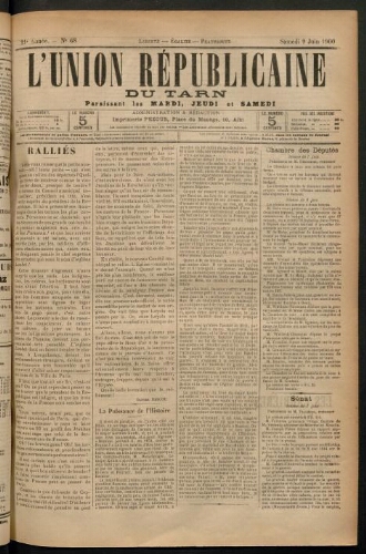 Union républicaine du Tarn (L’), 9 juin 1900